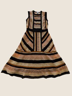 Missoni Iconic Knit Fit & Flare Multicolor Dress w/ Black Slip | Medium | IT 40